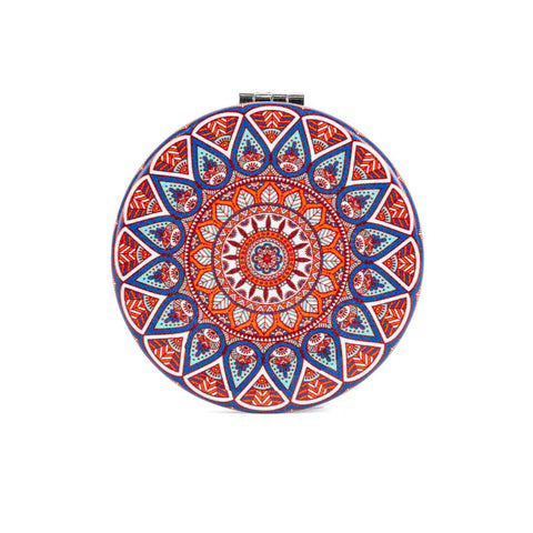 Kompaktspiegel Mandala, rot-blau