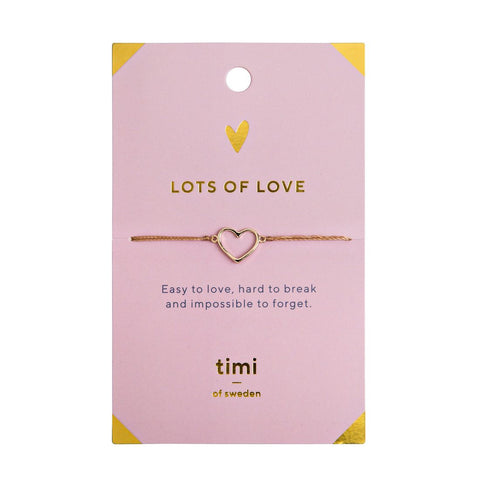 Hanf-Armband, Lots Of Love - Herz, gold