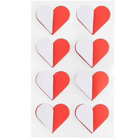 Wabenpapier-Sticker - Herzen, rot