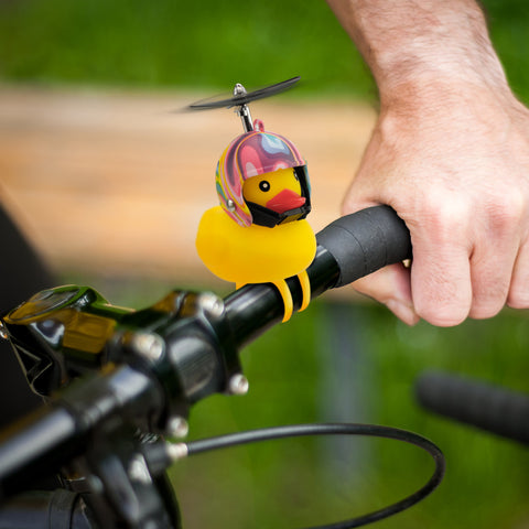 Fahrrad Quietsche-Entchen mit Helm - Flower Power