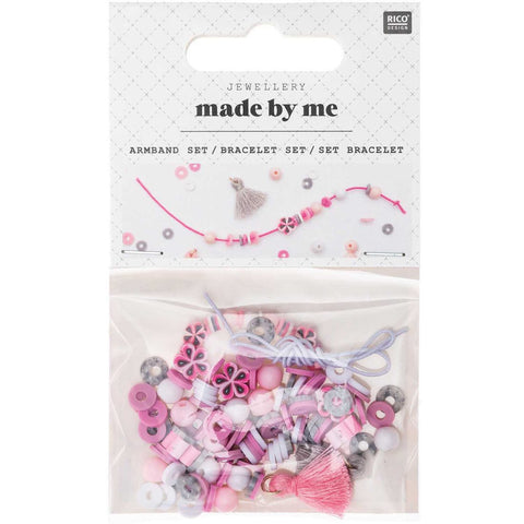 Made by Me Perlen Armband Set - rosa-grau