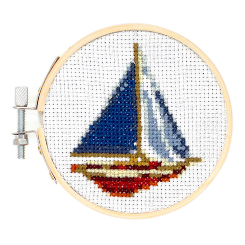 Mini Stickset Embroidery Kit, Segelboot