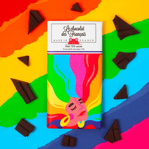 Dunkle Schokolade - Noir 71% cacao "Fille arc-en-ciel"